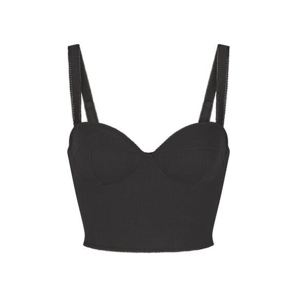 Skims Cotton Rib Picot Cropped Cami Soot Size Medium - Picture 1 of 12